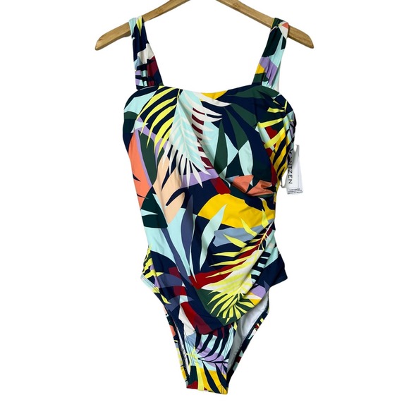 JANTZEN Glamour One-Piece with Adjustable Straps Tropical Utopia 10 - Picture 1 of 6